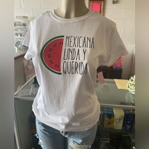 White T-Shirt with Watermelon Graphic